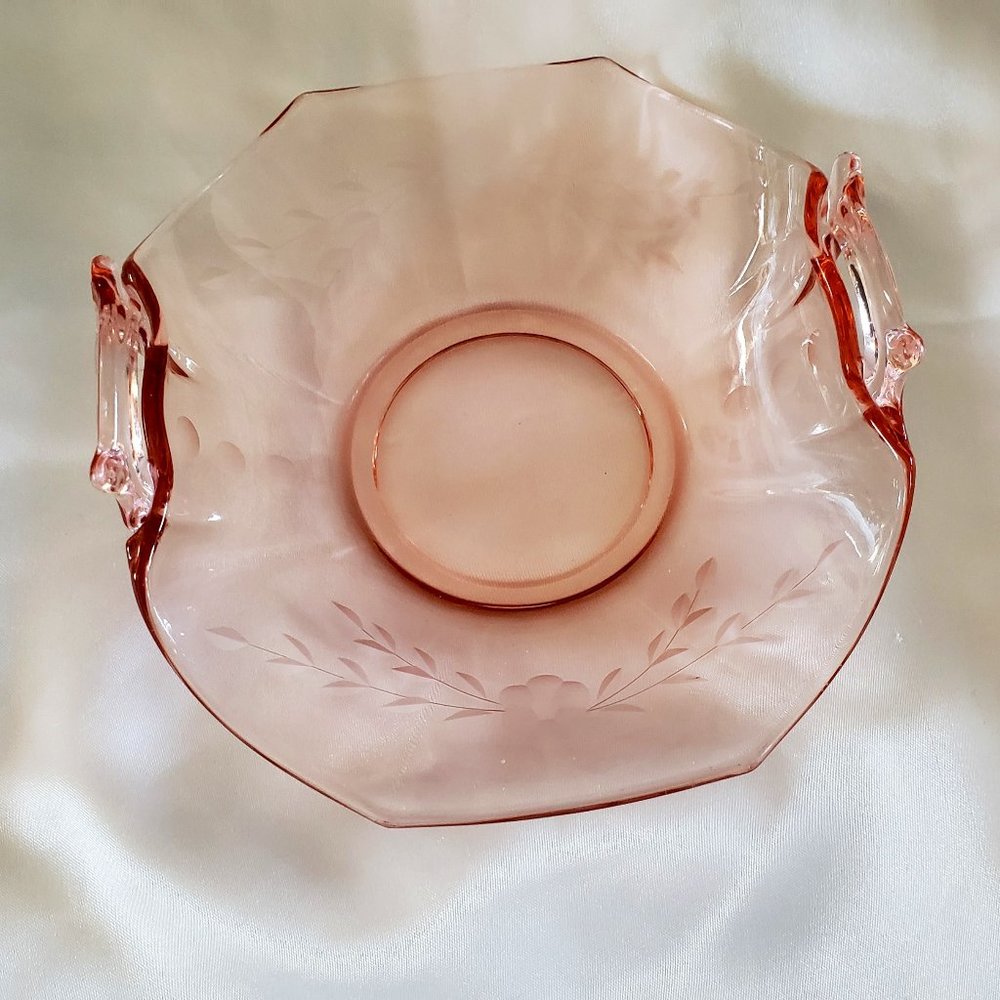 Vintage Pink Glass Bon Bon Dish